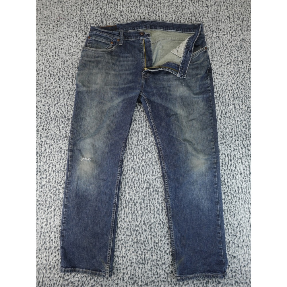 Levis 559 Straight Fit Jeans Mens 36x30 Blue Denim Distressed 00514-0403